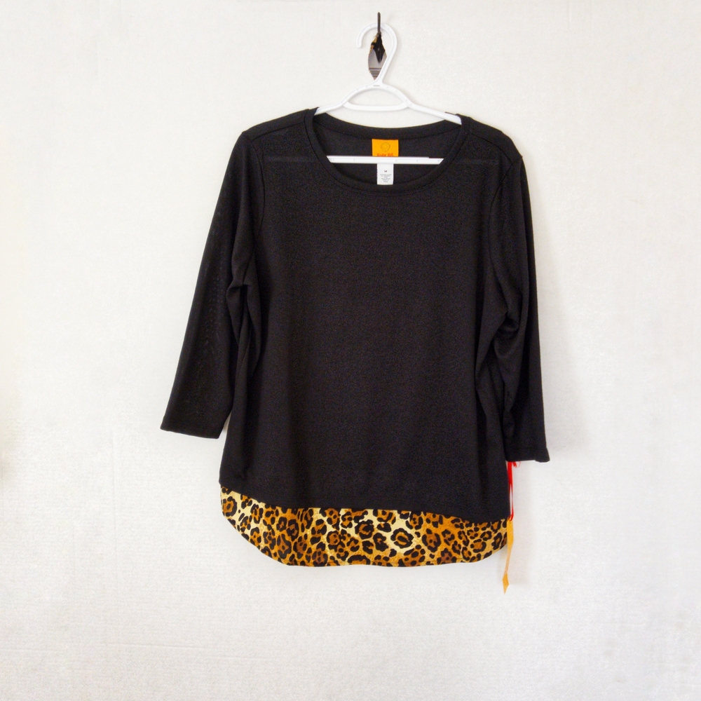 Ruby Rd. Black Top with Leopard Accent